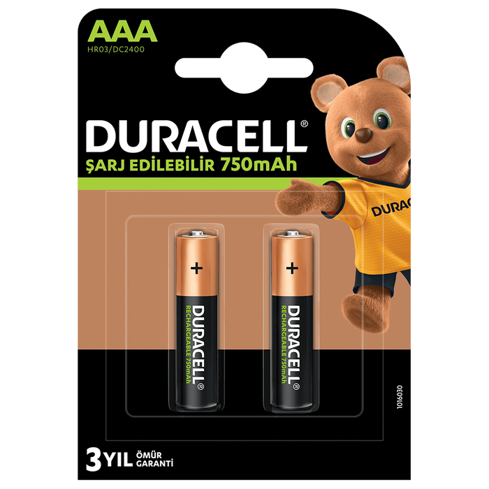 Duracell 750 Mah Şarjlı İnce Pil 2'li - 1