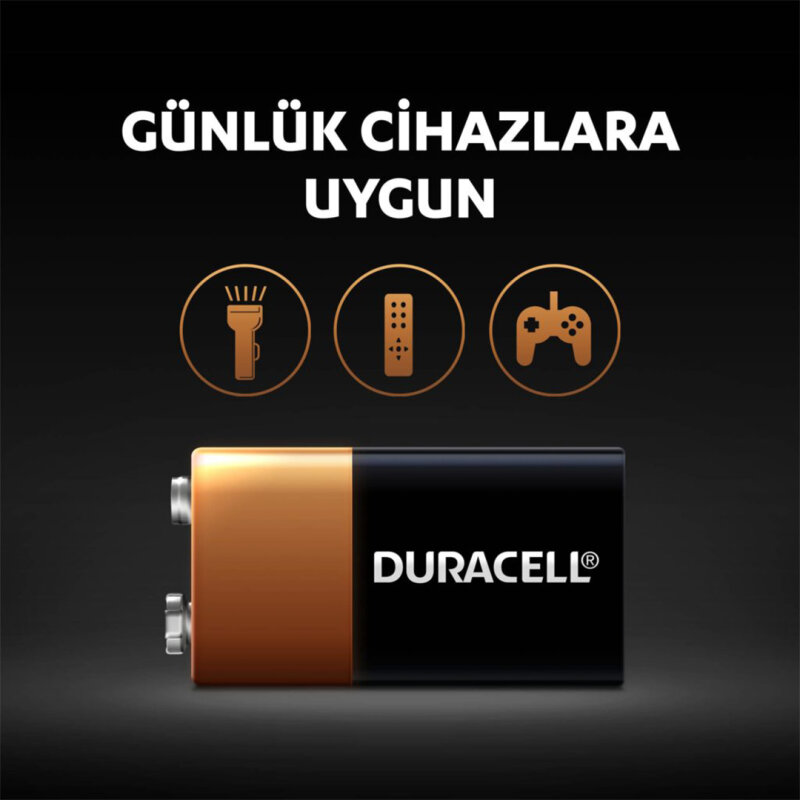 Duracell 9 Volt Pil 1'li - 2