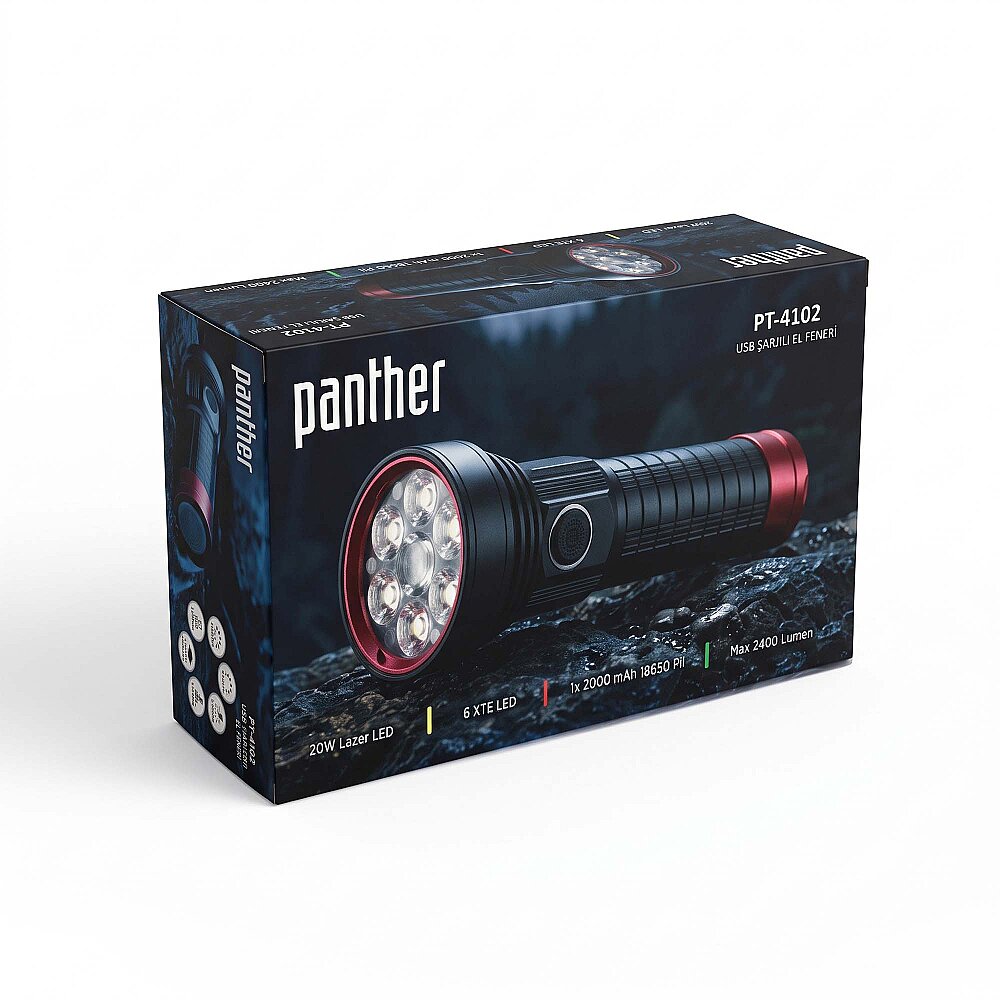 PANTHER PT-4102 USB ŞARJLI EL FENERİ - 4
