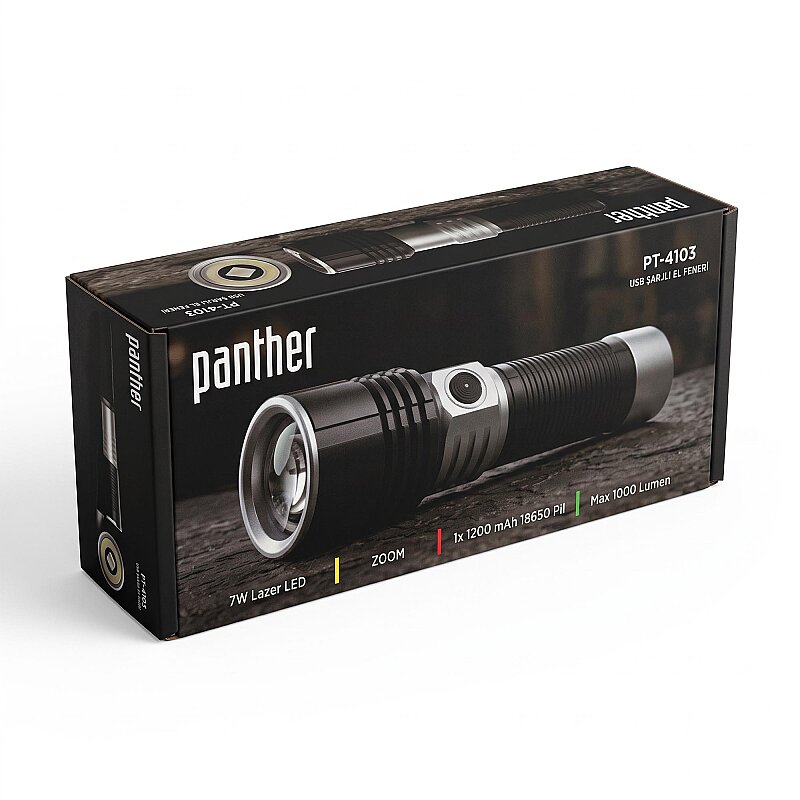 PANTHER PT-4103 USB ŞARJLI EL FENERİ - 4