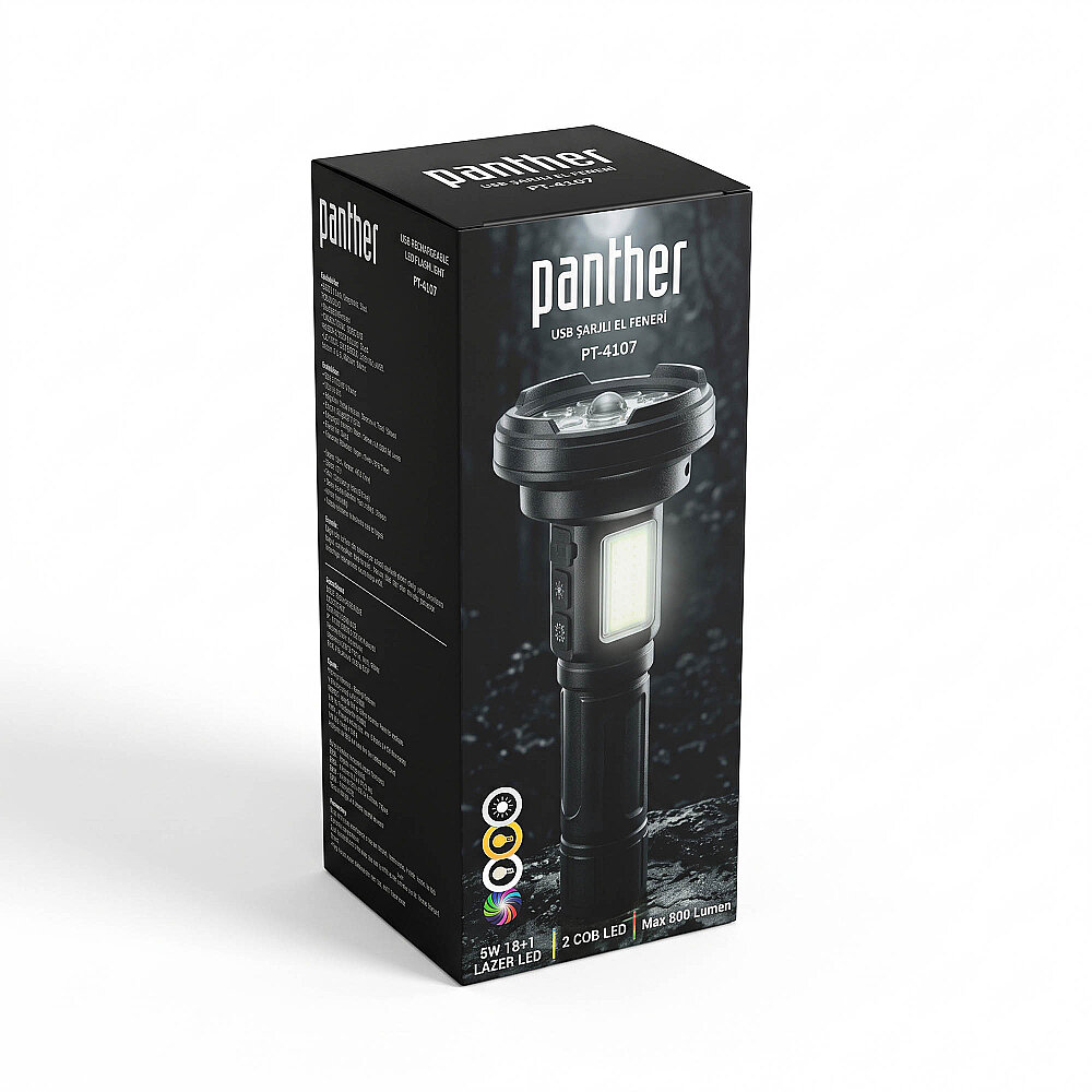 PANTHER PT-4107 USB ŞARJLI EL FENERİ - 6