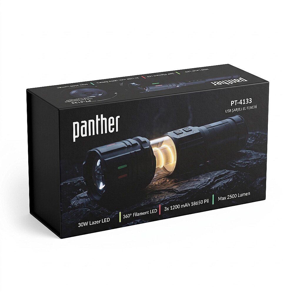 PANTHER PT-4133 USB ŞARJLI EL FENERİ - 5
