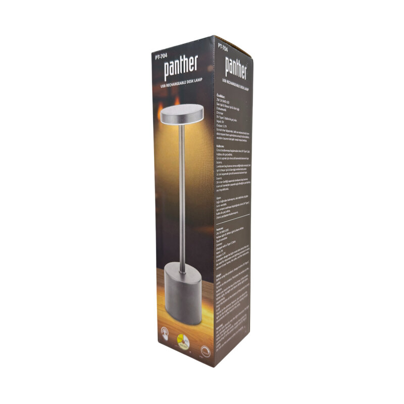 PANTHER PT-704 GÜMÜŞ USB ŞARJLI MASA LAMBASI - 4